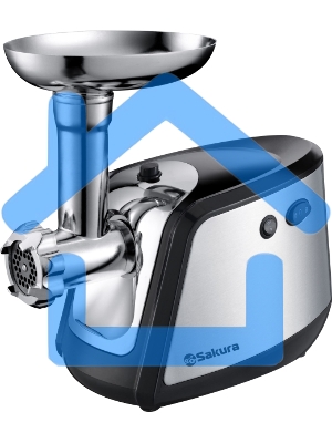 Мясорубка электрическая Sakura SA-6407, 1500 Вт, с функцией реверса, насадками кеббе, для приготовления сосисок и тремя дисками в комплекте. Материал корпуса: пластик. Материал лотка: металл.