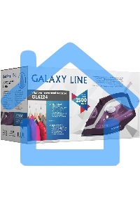 Утюг Galaxy Line GL 6124, фиолетовый с белым, паровой, 2500 Вт, постоянный пар 50 г/мин, паровой удар 230 г/мин, функции: самоочистка, антикапля, антинакипь, функция увлажнения, вертикальное отпаривание, защита от перегрева, индикатор нагрева, керамическо