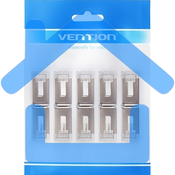 Коннектор Vention RJ45 (8p8c), FTP cat. 5e, под витую пару, экранированный (10шт.)