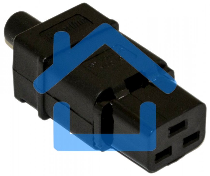 Разъемы для силового кабеля Hyperline CON-IEC320C19 Разъем IEC 60320 C19 220В 16A на кабель, контакты на винтах (плоские контакты внутри разъема), прямой