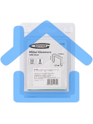 Скобы, 8 мм, для мебельного степлера, усиленные, тип 53, 1000 шт. Gross