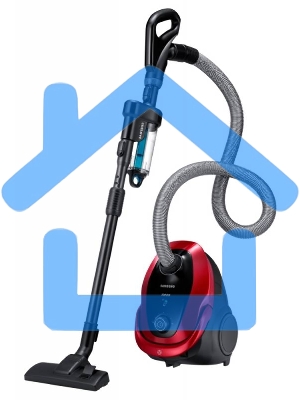 Пылесос Samsung VC20M257AWR красный, 460/2000 Вт, уборка сухая, пылесборник мешок 2.5 л