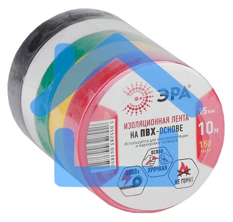 Изолента ПВХ 15ммх10м 5цветов (уп.5шт) ЭРА C0038781