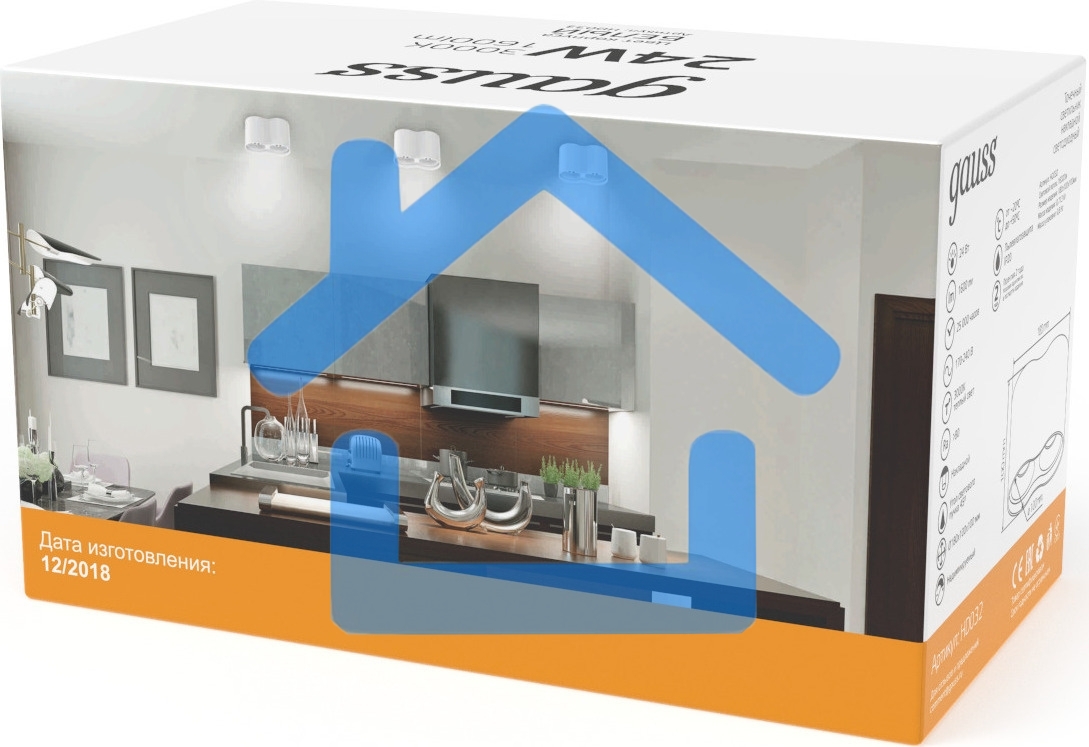 Светильник Gauss Overhead HD032 потолоч. 24Вт 3000K цв.св.:белый теплый белый