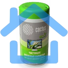 Салфетки Cactus CS-T1001E для экранов и оптики туба 100шт влажные