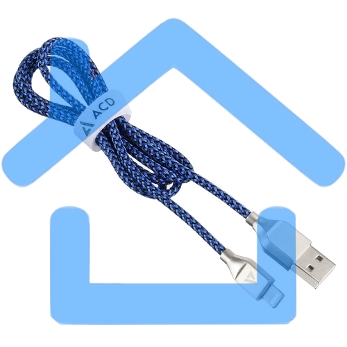 Кабель USB ACD-Titan Lightning ~ USB-A Нейлон, 1м, сине-черный (ACD-U927-P5L)