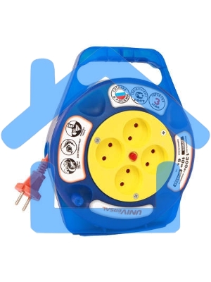 Удлинитель 4х20м без заземл. 6А IP20 У6-015 термо ПВС 2х0.75 в закрытом корпусе защ. шторки UNIVersal 9633902