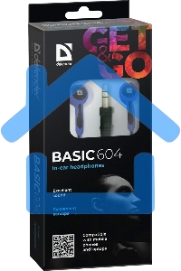 Наушники Defender Basic-604 синий кабель 1,1 м