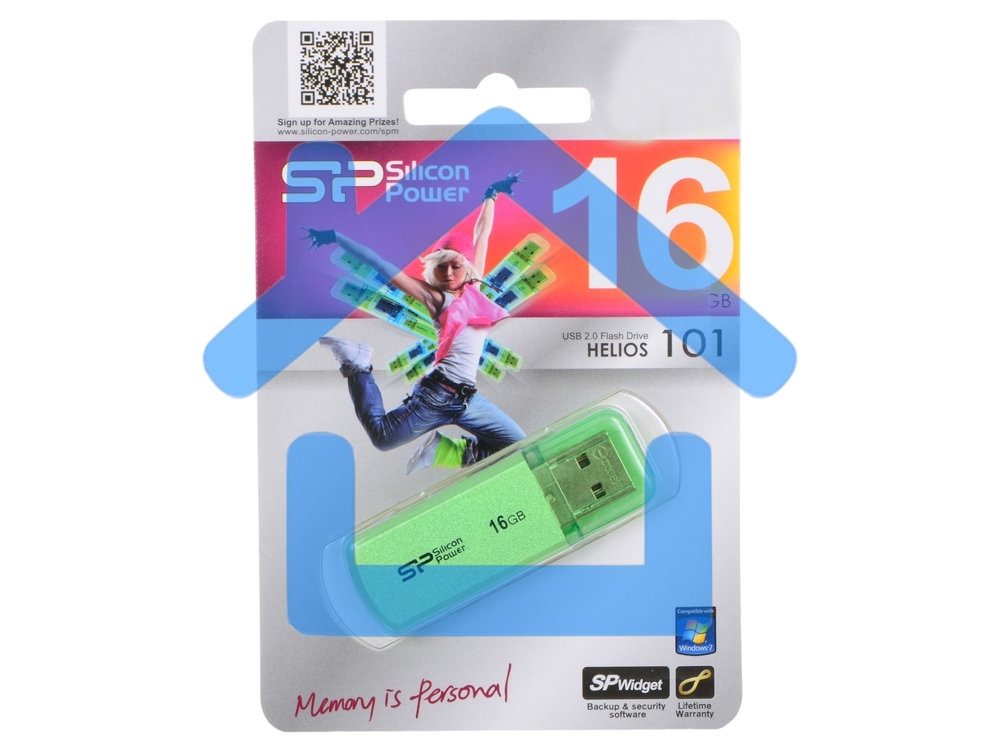 Флешка USB R/W 16Gb Helios 101 SP016Gb,UF2101V1N USB2.0 зеленый
