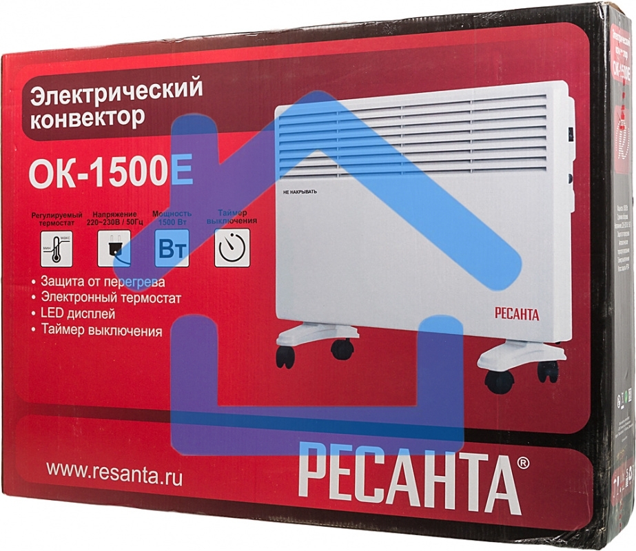 Конвектор Ресанта ОК-1500Е белый, 1500 Вт, 15 м2, термостат, дисплей