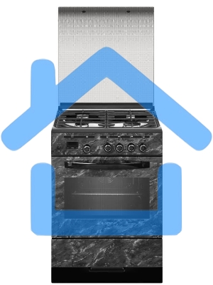 Плита газовая Gefest ПГ 6300-03 0053 мрамор черный, конфорок 4 шт, духовка 52 л, 60 см x 85 см x 60 см