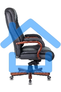 Кресло руководителя Бюрократ T-9925WALNUT/BLACK черный, кожа, крестовина дерево