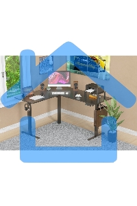 Стол для компьютера Cactus угловой подъемный столешница МДФ черный каркас черный 1600х1400х720х1180мм (CS-EDXL-BBK)