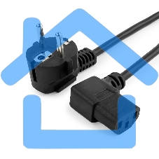 Кабель питания Gembird 1.8м, VDE(0.75мм), черный, угловой разъем, с зазем., пакет PC-186A-VDE