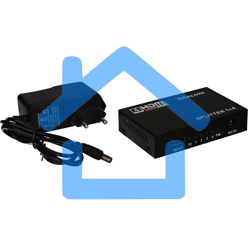 Разветвитель HDMI 1=>4 Telecom <TTS5020>, каскадируемый, 1.4v+3D