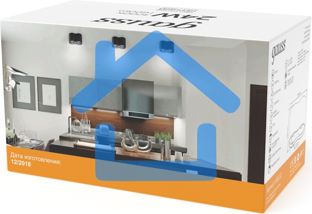 Светильник Gauss LED накладной HD033 24W 3000K 180x100х100мм HD033