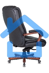 Кресло руководителя Бюрократ T-9925WALNUT/BLACK черный, кожа, крестовина дерево