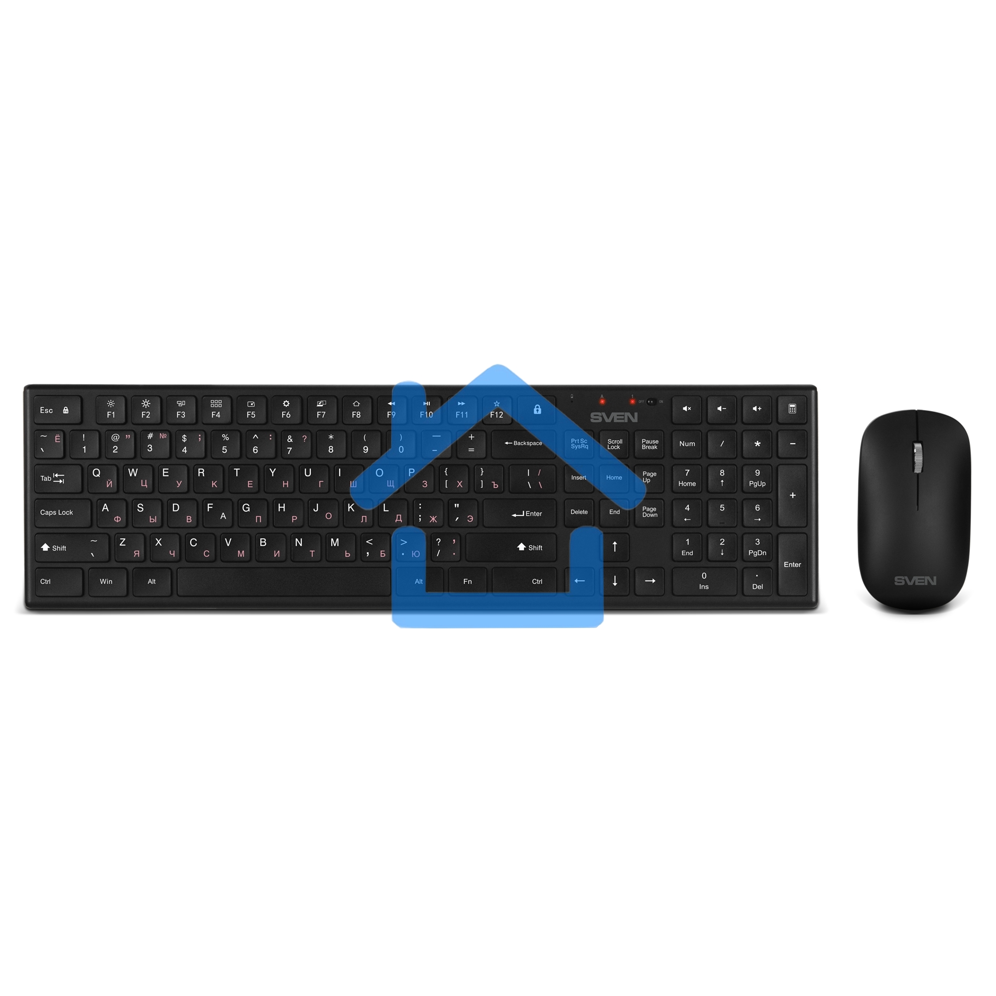 Беспроводной набор Sven ножничная клавиатура + мышь KB-C2550W черный (109 кл.,12Fn, 1000DPI, 2+1 кл.)