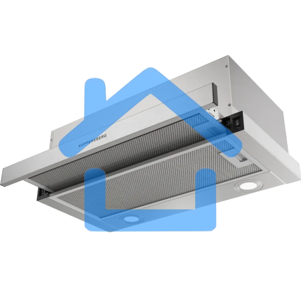 Встраиваемая вытяжка Kuppersberg SLIMDUAL 60 W, телескопическая, 60 см, High-Tech, макс. Производительность 750 м3/ч, 2 скорости, механическое управление, светодиодное освещение, уровень шума 51 дБ, нержавеющая сталь
