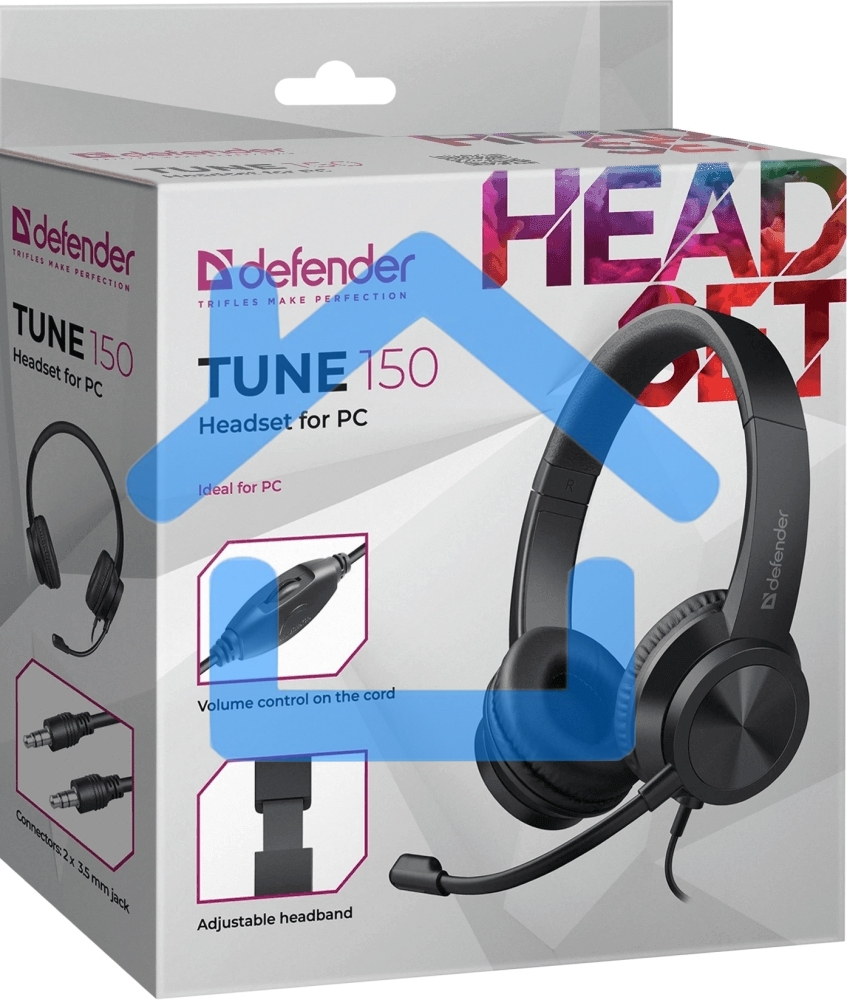 Гарнитура проводная Defender Tune 150 (черная, провод 1.8 м) (63151)