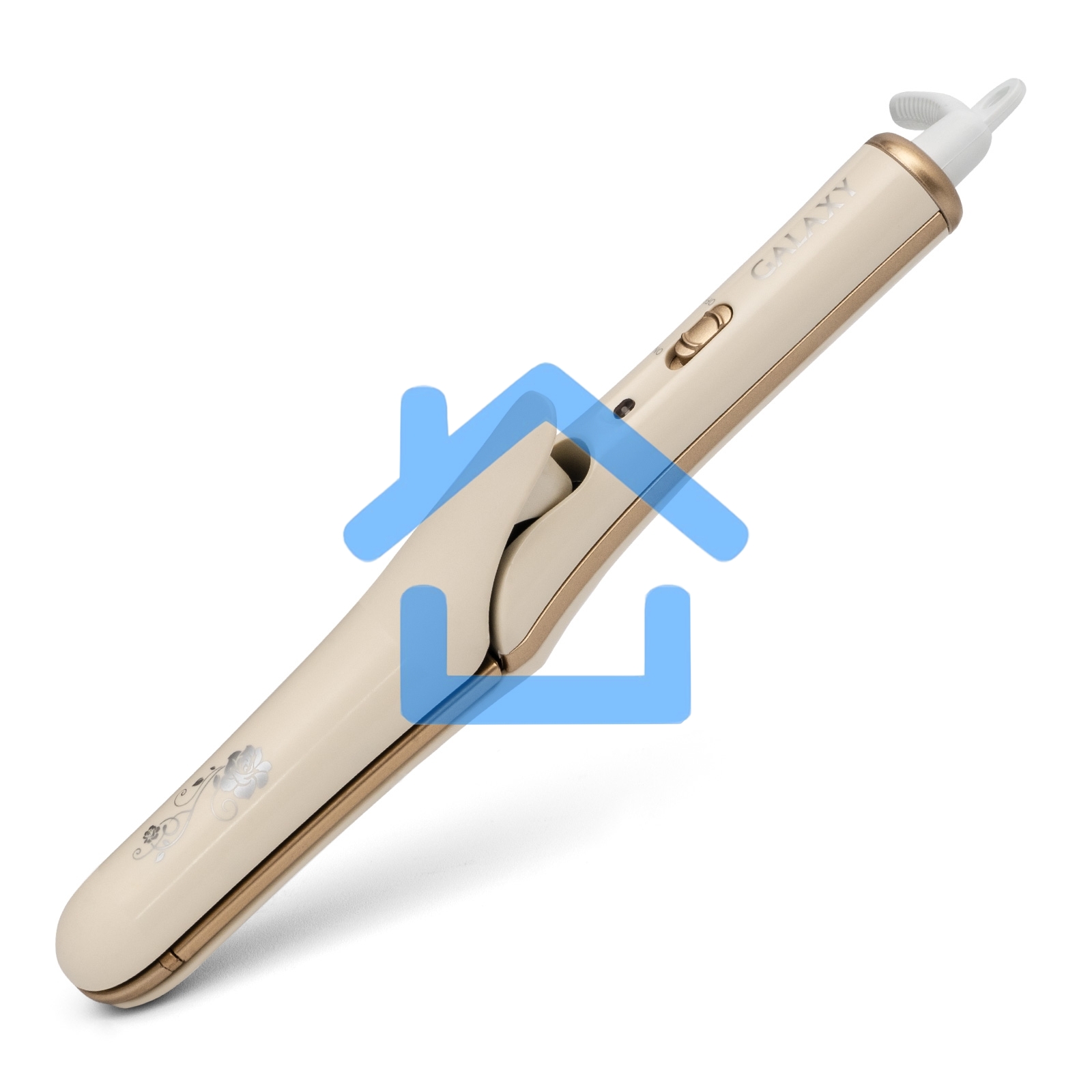 Щипцы для волос с насадкой гофре Galaxy GL 4502, бежевый, 40 Вт, макс. темп. 200°C, нагрев. элемент с защитой от перегр., керам. покрытие пластин, гладкие пластины для выпрям. волос и пласт. 