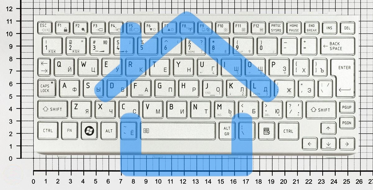 Клавиатура для ноутбука Toshiba mini NB200 NB300 NB305 серебристая