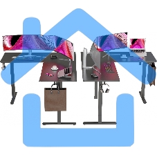 Стол для компьютера Cactus угловой подъемный столешница МДФ черный каркас черный 1600х1400х720х1180мм (CS-EDXL-BBK)