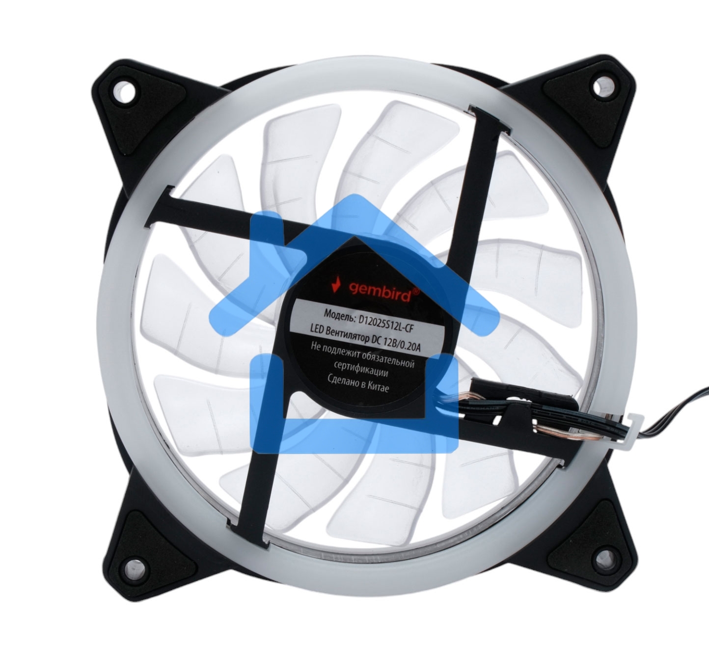 Вентилятор для корпуса Gembird D12025S12L-CF черный, 120 мм, 1200 об/мин, 20.5 дБ, 3 pin