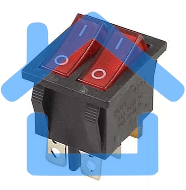 Выключатель клавишный 250V 15А (6с) ON-OFF красный с подсветкой ДВОЙНОЙ Rexant
