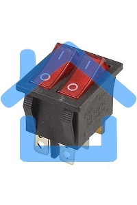 Выключатель клавишный Rexant 250V 15А (6с) ON-OFF красный с подсветкой ДВОЙНОЙ