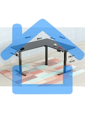 Стол для компьютера Cactus угловой подъемный столешница МДФ черный каркас черный 1600х1400х720х1180мм (CS-EDXL-BBK)