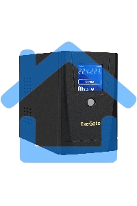 Источник бесперебойного питания ExeGate SpecialPro Smart LLB-1000.LCD.AVR.1SH.2C13.RJ.USB 1000VA/550W, LCD, AVR, 1*Schuko+2*C13, RJ45/11,USB, металлический корпус, черный