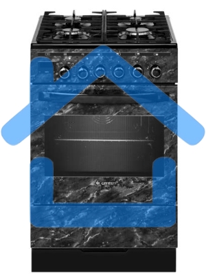 Плита комбинированная Gefest ПГЭ 5502-04 0053 черный, конфорок 4 шт, духовка 55 л, 50 см x 85 см x 58.5 см