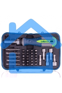 Отвертка реверсивная с набором бит и торцевыми головками Сибртех 35 шт., CrV