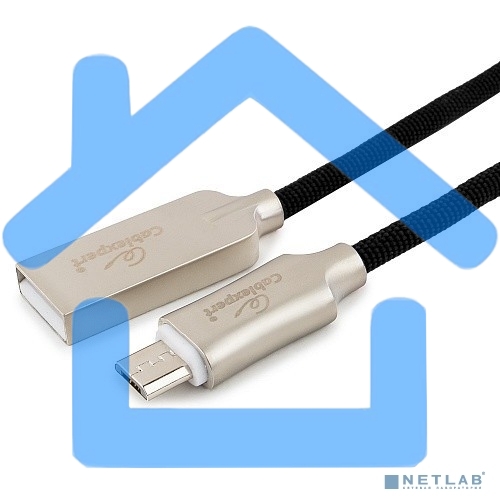 Кабель USB 2.0 Cablexpert CC-P-mUSB02Bk-1M, AM/microB, серия Platinum, длина 1м, черный, блистер