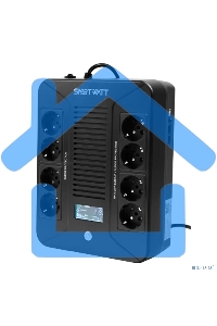 Источник бесперебойного питания SMARTWATT UPS SAFE PRO LCD 800 черный 800/480 ВА/Вт, напольный/настенный, линейно-интерактивный, LCD дисплей, Shuko CEE7/4 - 8 шт. (4 шт. с резервным питанием, 4 шт. - сетевой фильтр)