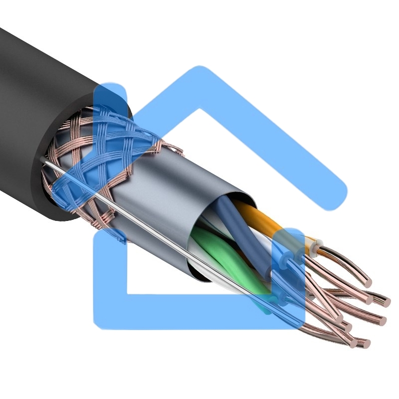 Кабель витая пара Rexant SFTP 4PR 24AWG, CAT5e, наружный (OUTDOOR), бухта 305 м