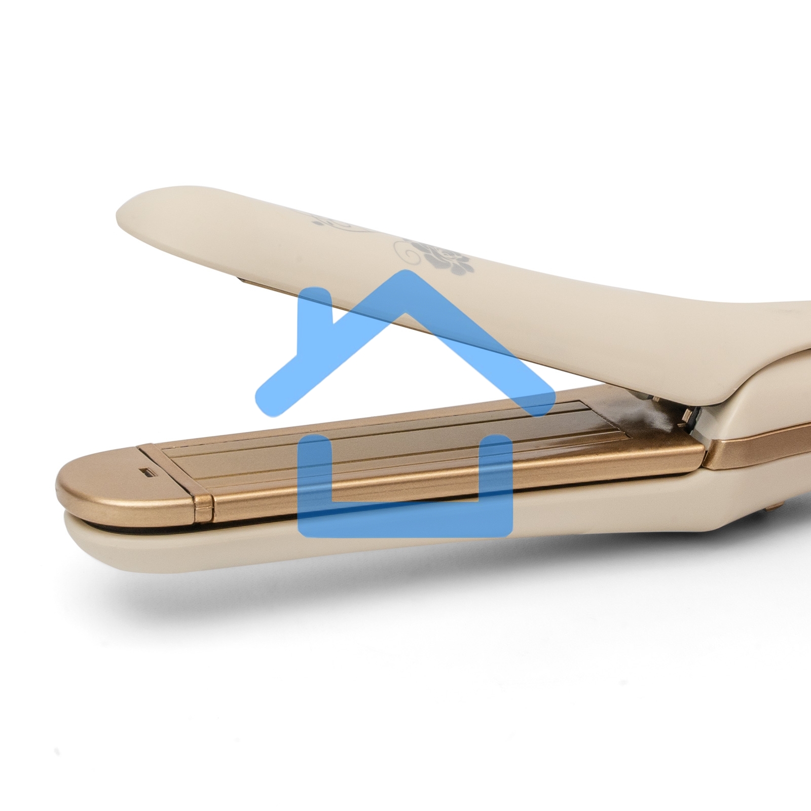 Щипцы для волос с насадкой гофре Galaxy GL 4502, бежевый, 40 Вт, макс. темп. 200°C, нагрев. элемент с защитой от перегр., керам. покрытие пластин, гладкие пластины для выпрям. волос и пласт. 