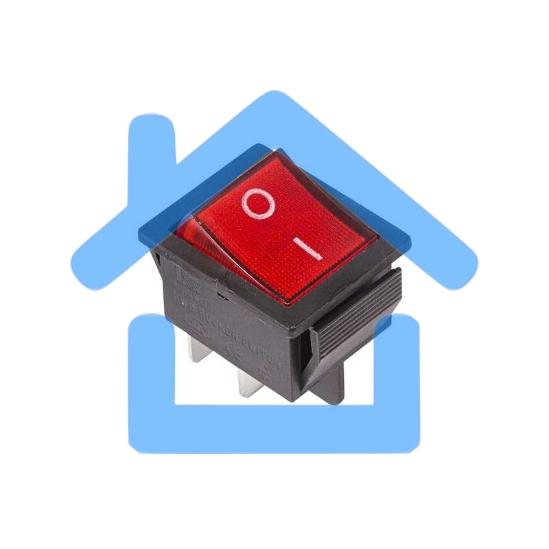 Выключатель клавишный 250V 16А (4с) ON-OFF красный с подсветкой Rexant
