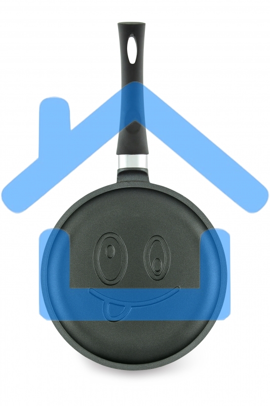 Сковорода НЕВА МЕТАЛЛ ПОСУДА 6222В (смайлик) блинная д.22 (Дизайн корпуса сковороды разработан так, чтобы при выпекании не нарушалась целостность блина, и красиво румянился рисунок. Антипригарное покрытие изделий - на водной основе, изготовлено без исполь