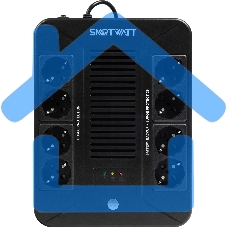 Источник бесперебойного питания SMARTWATT UPS SAFE PRO 1000 черный 1000/600 ВА/Вт, линейно-интерактивный, напольный/настенный, LED индикация, Shuko CEE7/4 - 8 шт. (4 шт. с резервным питанием, 4 шт. - сетевой фильтр)