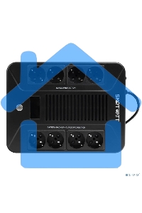 Источник бесперебойного питания SMARTWATT UPS SAFE PRO LCD 800 черный 800/480 ВА/Вт, напольный/настенный, линейно-интерактивный, LCD дисплей, Shuko CEE7/4 - 8 шт. (4 шт. с резервным питанием, 4 шт. - сетевой фильтр)