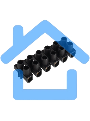 Клеммная колодка винтовая KВ-10 (4-10 мм²), ток 10 A, полипропилен черный, индивидуальная упаковка, 1 шт. Rexant