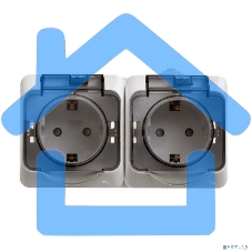 Розетка 2-м ОП Этюд с заземл. защ. шторки IP44 белый SchE PA16-244B