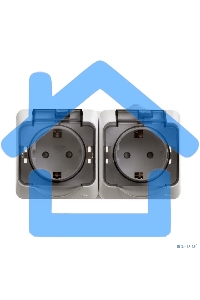 Розетка 2-м ОП Этюд с заземл. защ. шторки IP44 белый SchE PA16-244B