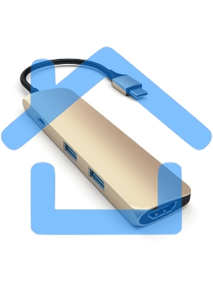 USB адаптер Satechi Slim Aluminum Type-C Multi-Port Adapter with Type-C Charging Port. Интерфейс USB-C. Порты USB Type-C, 2хUSB 3.0, 4K HDMI. золотой.