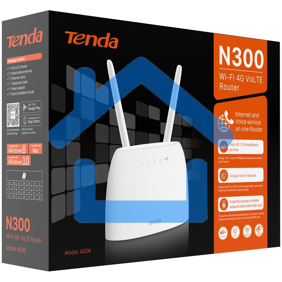 Роутер Tenda 4G06, 4G LTE и 4G VoLTE wiFi