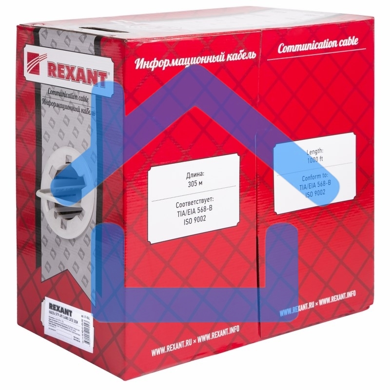 Кабель витая пара Rexant SFTP 4PR 24AWG, CAT5e, бухта 305 м
