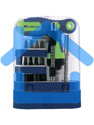 Отвертка Т-образная реверсивная Сибртех с набором бит, торцевых головок, 33 предмета, CrV