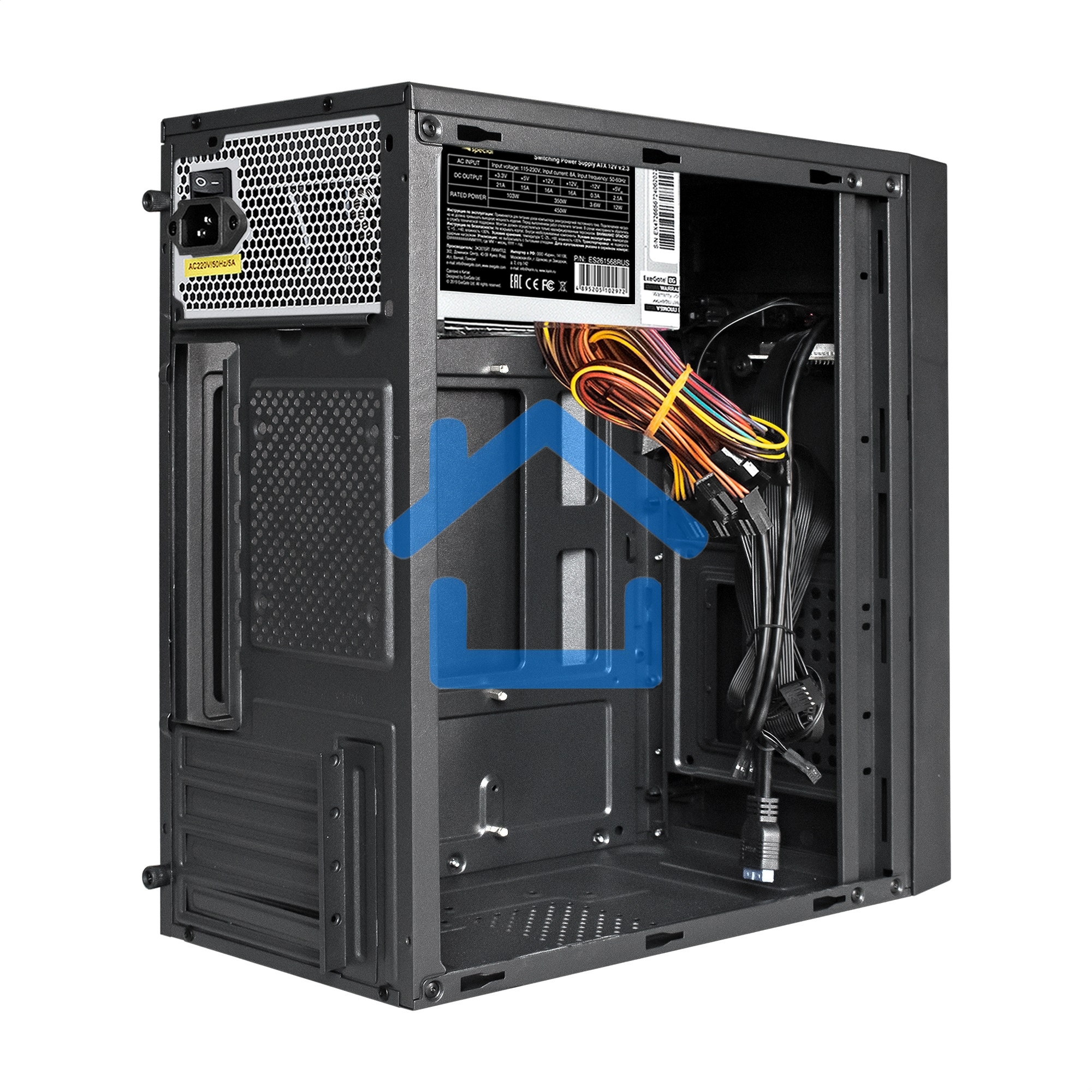 Компьютерный корпус Minitower ExeGate BAA-109U2-UN450 (mATX, БП UN450 с вент. 12см, 2*USB+2*USB 3.0, аудио, черный)